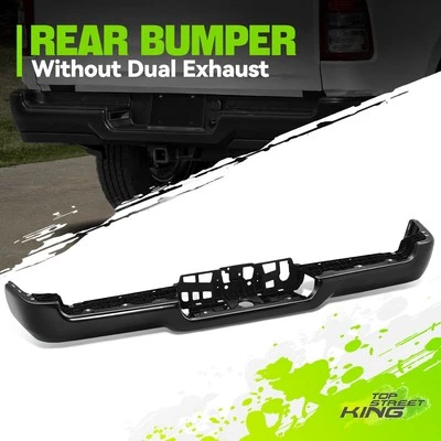 Black Rear Bumper Facebar w/o Park Sensor Hole Dual Exhaust for Ram 1500 19-24 - Image 1 of 4
