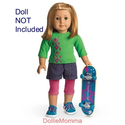 Nuevo JUEGO DE SKATEBOARD My AMERICAN GIRL Completo~Traje~Zapatos~Tabla~Encanto~Retirado Foto 1 de 4