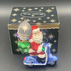 Christopher Radko Roaming Holiday Santa On Scooter Glass Ornament 6" Tag Box - Picture 1 of 9