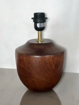Siam T- Bros Handcrafted Teak Wood 7” Round Lamp Base On/Off Switch Thailand - Image 1 of 4
