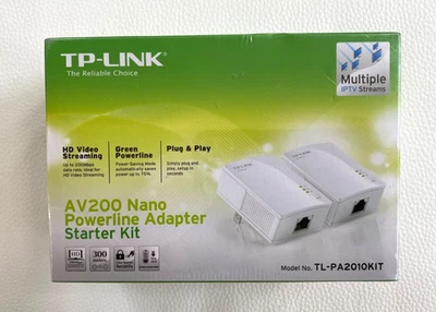 TP-Link AV200 Nano Powerline Adapter Starter Kit TL-PA2010KIT - NEW - Image 1 of 4