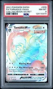 2021 POKEMON SWSH CHILLING REIGN #209 TORNADUS VMAX FA SECRET RARE PSA 8 - Picture 1 of 2