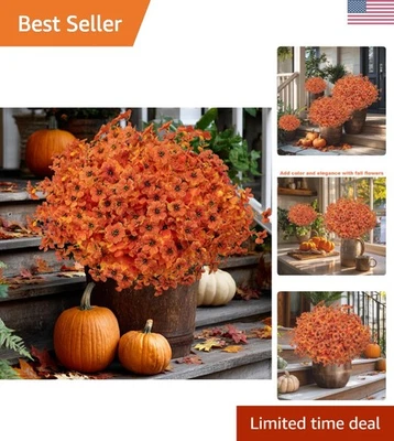 Ilumina tu espacio con 16 paquetes de mamás artificiales amarillo anaranjado - a prueba de decoloración Foto 1 de 4