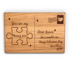 Personalised Valentines Day Engraved Gift Him Her Couple Post Card Missing Piece
