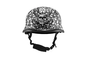 White Flat Skull Graveyard German Novelty Helmet SIZE XL , 2XL - Bild 1 von 4