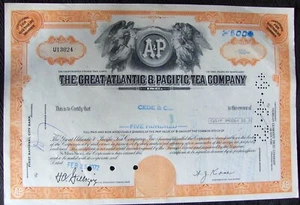 Great Atlantic & Pacific Tea Comp stock certificate Payee Cede & Co. 1972. - Picture 1 of 2