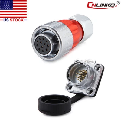 CNLINKO 12 Pin Power Signal Connector Female Plug & Male Socket Waterproof Metal