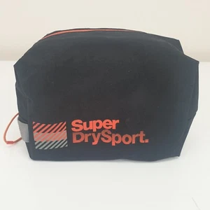 Superdry Sport Wash Bag Black Shave Travel Toiletry Holiday Gym Zip - Imagen 1 de 17
