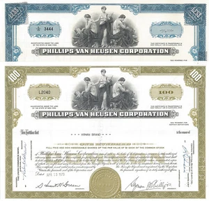 Phillips-Van Heusen conjunto de 2 certificados de stock de Nueva York años 70 PVH - Imagen 1 de 1