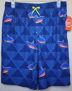 Wonder Nation Boys Quick Dry Swim Shorts Size XL (14-16) Sharks BRAND NEW - Picture 1 of 10
