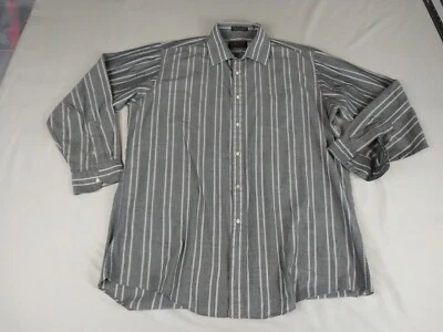 Botany 500 Button Down Shirt Mens 17(34/35) Gray/White Stripe Lightweight  - Image 1 of 4