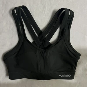 Reggiseno sportivo Yvette nero piccolo impatto incrociato schiena allenamento top - Foto 1 di 4