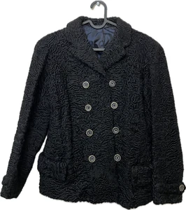 Unbranded black formal coat jacket vintage lined textured short 60s size S - Picture 1 of 10