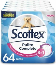 Scottex Pulito Completo Carta Igienica Salvaspazio, Confezione da 64 64 Unità