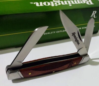 REMINGTON CHECKERED GRIP HUNTING POCKET KNIFE 3 BLADE !!! - Image 1 of 4