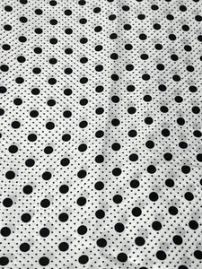 Vintage White Black Dots Fabric Polyester Knit 6.5 Yards 58" Wide Silky Thin - Picture 1 of 4
