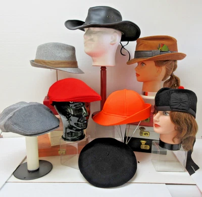 Sombreros Para Hombre Lote Mixto de 8 Gorras Planas Occidentales Modernas De Colección Fedoras Lana Cuero vh12 Foto 1 de 4