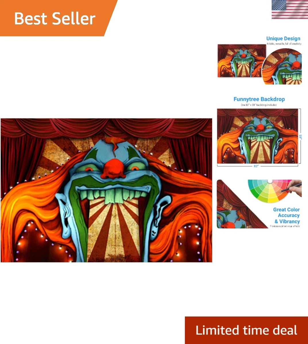 Scary Halloween Photo Backdrop - Horror Movie Character Banner For Party Decorations