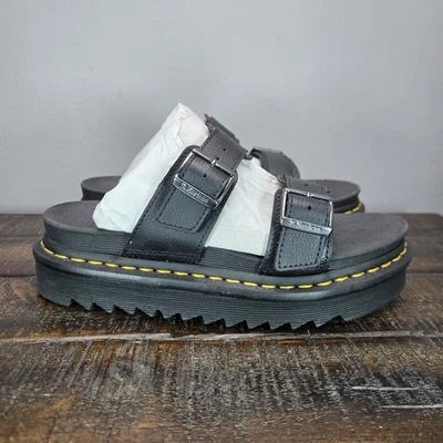 Dr Doc Martens Myles Platform Sandals Womens 7 Leather Shoes Strappy Black - Image 1 of 4