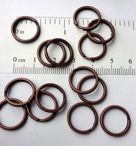 50 Key Rings 15mm Approx 5/8" Split Ring Antique Copper Finish Steel Findings - Picture 1 of 4