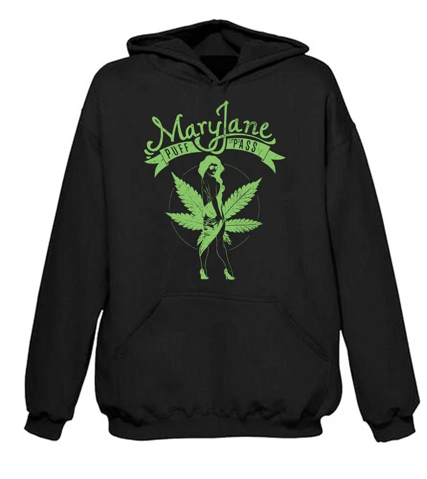 MARY JANE CANNABIS SUDADERA CON CAPUCHA - Camiseta Marihuana Bong Spliff Weed Ganja Foto 1 de 1