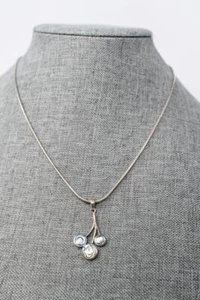 VTG 925 Sterling Silver Snake chain necklace with abalone shell pendant dainty - Picture 1 of 6