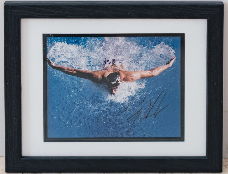 Michael Phelps Autografiado Autenticado Color Foto Firma Impresión Mariposa Foto 1 de 2