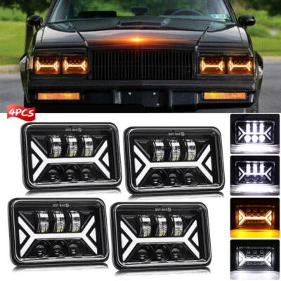 4PCS 4x6 Projector LED Headlight Hi-Lo Beam DRL For Chevrolet Monte Carlo Camaro - Image 1 of 4