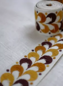 Borde trenza de tela de mod medio - tapicería geométrica retro de 5 cm de ancho - Imagen 1 de 4