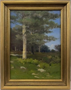 Exceptional c. 1910 Charles Warren Eaton Eastern White Pine Trees Landscape Oil - Picture 1 of 9