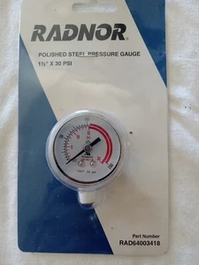 RADNOR 1-1/2" X 30 PSI MANÓMETRO LÍNEA ROJA 64003418 - Imagen 1 de 2