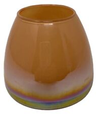 Vietri Bud Vase Glass Round Ombre Orange Iridescent LusterWare Luxury Spain 4”