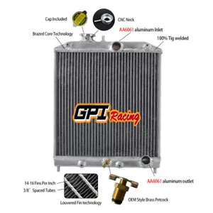 ALUMINUM RADIATOR FOR HONDA CIVIC EK4/EK9,EG6/EG9,EM1 B16A VTEC 1992-2000 93 94 - Picture 1 of 5