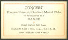 Princeton University Musical Clubs Concert And Dance Tcket 1924