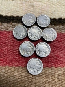 (8) Vintage 5 Cent Indian Nickel Button Covers - Imagen 1 de 2