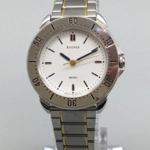 Seiko Avenue Watch Women 28mm Silver Gold Tone Adj Band 1F21-0D10 New Battery - Picture 1 of 14