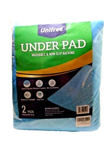Unifree ~ Premium Washable Bed UnderPads ~ Super Absorbent ~ 34"x 52" ~ 2 PACK - Picture 1 of 3