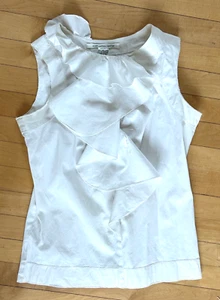 DIANE von FURSTENBERG Shirt Asymmetrical Ruffle Pullover Sleeveless White Size 4 - Picture 1 of 7
