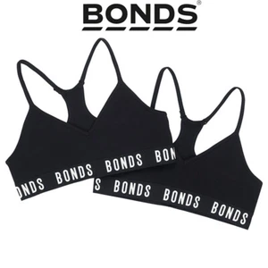 2 Pack Bonds Girls Kids Sports Seamless Racer Black Back Crop Top Bra UXNK2A - Picture 1 of 4