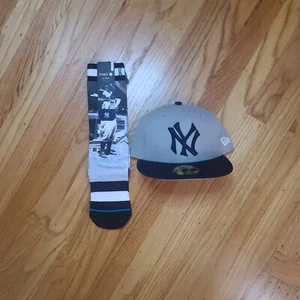 Brand New W/Tags New York Pack. Fitted Yankees Cap & Custom Lou Gehrig Socks - Picture 1 of 2