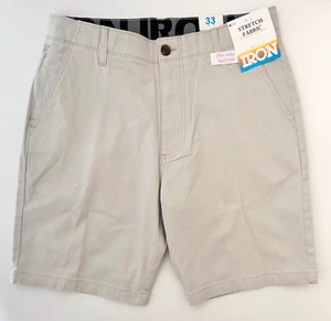 IRON CO Men's Stretch Shorts (SIZE 33) Flex Waist Flat Front STONE TILE New Tag! - Picture 1 of 7