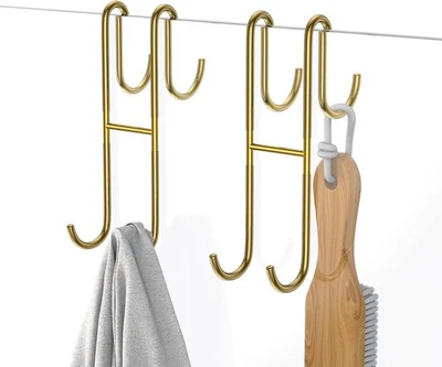 Gancho de puerta de vidrio sobre ducha, paquete de 2 puertas de ducha extendidas de acero inoxidable dorado Foto 1 de 4