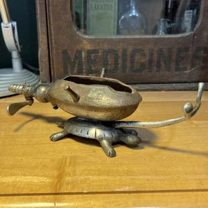 Antique Victorian Turtle Figural Gas Heater Curling Iron Comb Holder Brass &Iron - Bild 1 von 17