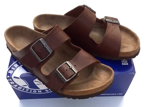 BIRKENSTOCK ARIZONA SANDALS BROWN - UK 8 42 OILED LEATHER - Picture 1 of 22