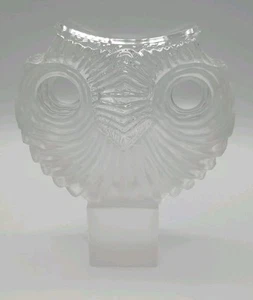 Vtg Xavier Melendez Signed Glass Owl Face Large Heavy Glass Art DAMAGED - Picture 1 of 6