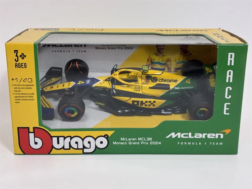 BBURAGO 1/43 - MCLAREN MCL38 - MONACO GP 2024 (L. NORRIS) 38214-N4-MONACO