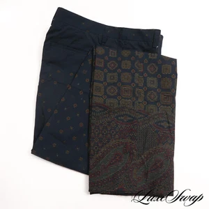 NWT $900 Etro Made Italy Navy Striped Paisley Medallion Overlay Light Pants 48 - Picture 1 of 10