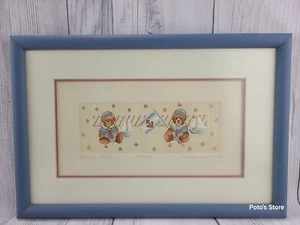 VTG BROOKE MORRISON 1989 FRAMED "BEANO N' BONTS" NAUTICAL TEDDY BEARS 408/700 - Picture 1 of 11