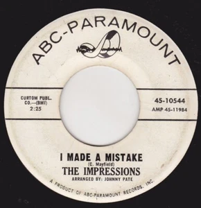 THE IMPRESSIONS "I MADE A MISTAKE"/I'M SO PROUD " ABC PARAMOUNT PROMO (VG-) - Picture 1 of 2
