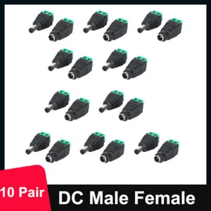 10 Pairs Male Female 2.1x5.5mm DC Power Plug Jack Adapter Connector for CCTV - Picture 1 of 11